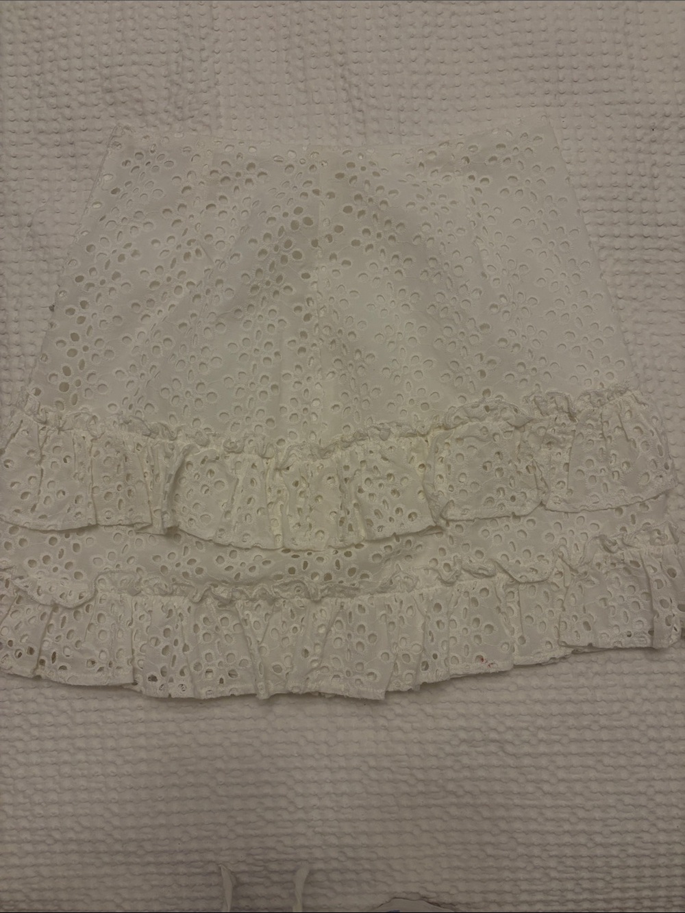 Ally Fashion White Textured Eyelet Mini Skirt